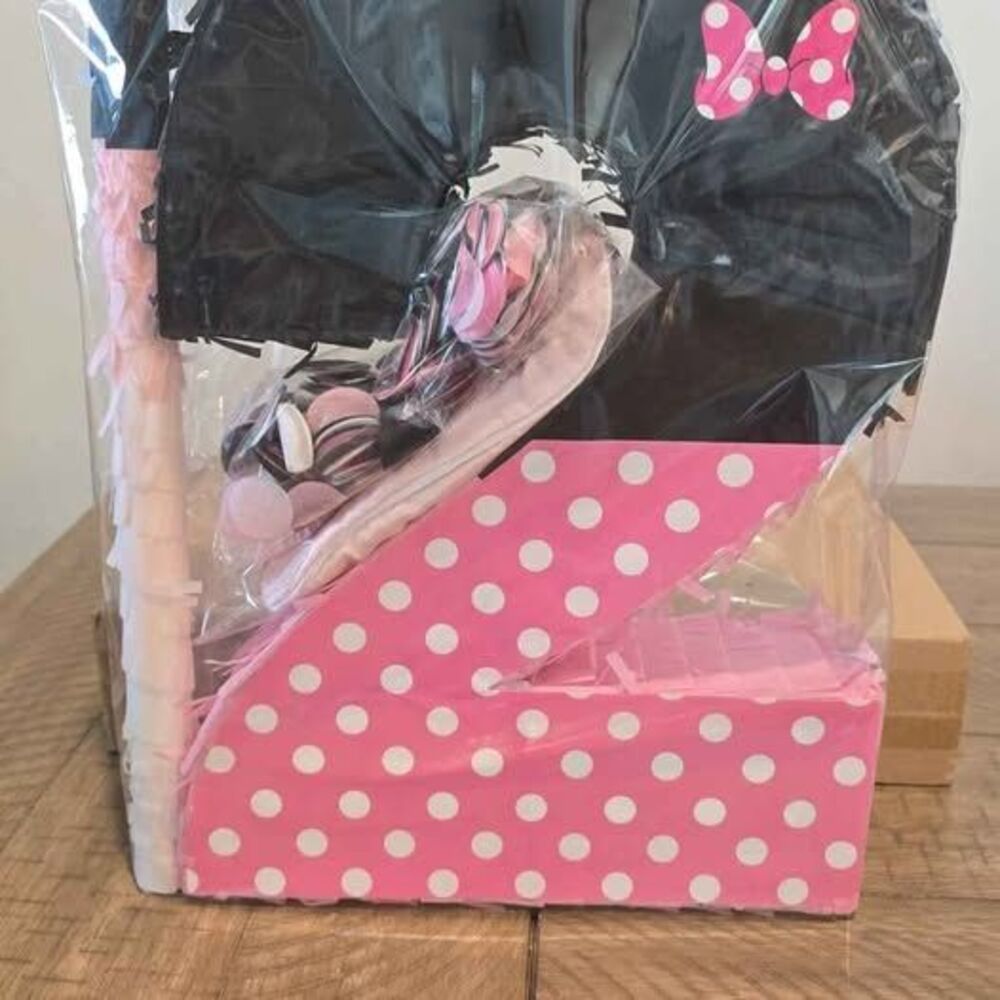 Pink black polkadot piniata 2nd birthday 2